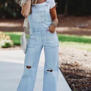 Stylish Light Blue Denim Overalls for Women